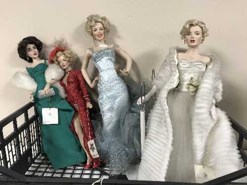 A boxed Franklin Mint Diana Princess of Wales porcelain doll and four Marilyn Monroe dolls - Image 2 of 2