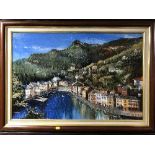 Dallas K Taylor : Continental harbour scene, oil on board, signed,