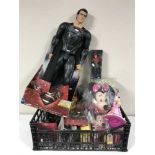 A box of Super Man Man of Steel doll, Delcardo lead figures - infantry men on horse back,