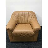 A brown leather armchair