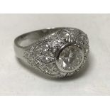 A white gold diamond bombay style ring, the central stone approximately 1ct, size M.