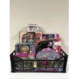 A basket of Disney Snow White head, Disney princess dolls, Disney Cinderella carriage,