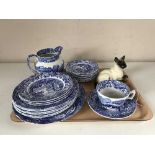 A tray of Beswick Persian cat and twenty two pieces of Copeland Spode china