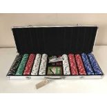 A poker chip set in aluminium case