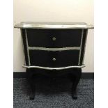 A black and silver French style two-drawer chest