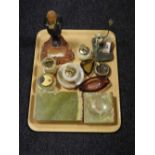 Marble ashtrays, cigarette boxes,