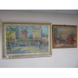 A framed oil on canvas Moulin Rouge signed Maurice and Parisian street scene (2)