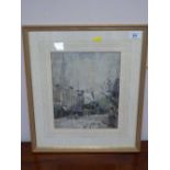 George Horton (1859 - 1950) : Winter, Stoke Newington, watercolour, signed, 29 cm x 23 cm, framed.