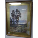 After B W Leader : Forest landscape, reproduction in colours, framed.