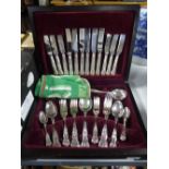 An oak canteen of Grenadier silver plated cutlery