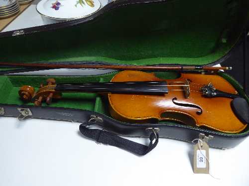 A Chinese Lark violin and bow in case