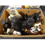 A box of assorted dog ornaments