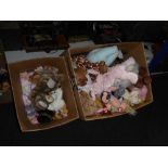 Two boxes of soft toys inc.