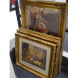 Four framed prints in ornate gilt frames