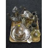 20th century plated ware including coffee pot, serving tray, swing-handled basket,