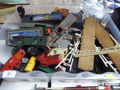 A box of Triang rolling stock,