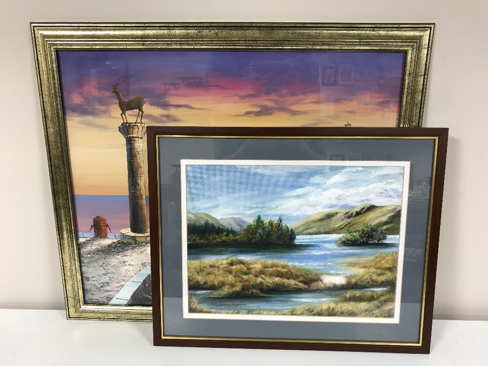 A framed Colin Hough watercolour - Eagle Bay, watercolour of a river by Richardson,