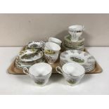 Five Royal Albert bone china trios together with a Royal Albert saucer and plate and assorted china