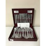 A mahogany canteen of Viner's stainless steel cutlery (44 pieces)