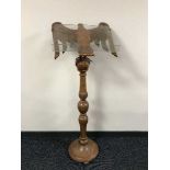 A carved oak lectern