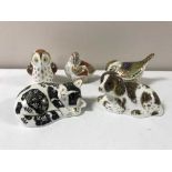 Five Royal Crown Derby paperweights including Owlet, Scruff, Duckling,