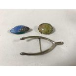 Three sterling silver brooches