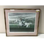 A gilt framed Paul Hart limited edition racing print, Grey Day, Cheltenham Gold Cup 1989,