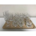 A tray of assorted lead crystal glass ware - Edinburgh Crystal brandy glasses,