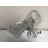 A Watford crystal table lamp and a Marquis Waterford crystal bowl