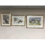 Two gilt framed signed Judy Boyes limited edition prints - Betty Cottage and The Packhorse Bridge