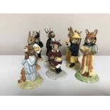 Eight Royal Doulton Bunnykins figures including lawyer, policeman,