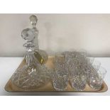 A tray of lead crystal ship's decanter,