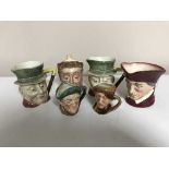 Three small Royal Doulton character jugs - The Cardinal etc together with three Beswick character