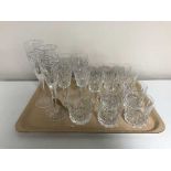 A tray of lead crystal ware - Edinburgh Crystal champagne flutes and Waterford Crystal glasses