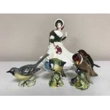 A Royal Doulton Pretty Lady's figure - Christmas Day 2008 HN 2510, four Beswick bird ornaments,