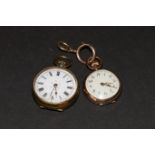 Geneva cylinder watch in 9ct and another silver (2)