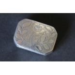 Silver vinaigrette also of rectangular curved shape engraved with flowerhead & leafage with