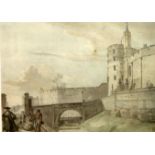 After Paul Sandby. Windsor castle PRINT. 17cm x 23cm.