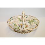 Early 19th century English sweetmeat basket of naturalistic form with everted reticulated rim,