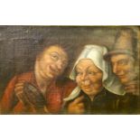 FLEMISH SCHOOL. Three characters. Oil on canvas. 32cm x 50cm.