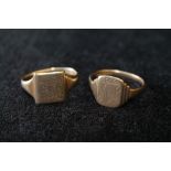 Two 9ct gold signet rings.