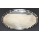 Silver oval dish with shaped pierced border by Walker & Hall, Sheffield, 1913, 32cm,