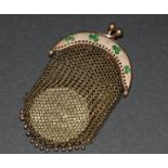 Continental gold small purse with enamelled shamrocks "God Bless You" Condition Report.