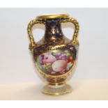 Baluster vase, similar to the previous lot but possibly Davenport, two gilt handles,