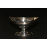 Silver salt of boat shaped with reeded edge & foot, by P. A. & W. Bateman, 1805.