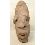 Antique Nigerian Nok or Sokoto terracotta head of domed form with overhanging brows, some damages,