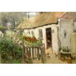 ALFRED HEATON COOPER. The cottage door. Watercolour. Signed & dated 1896. 51cm x 72cm.