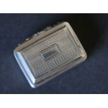 Silver rectangular vinaigrette with floral thumb piece & reeded sides with scrolling grille,