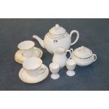 Royal Worcester "Contessa" pattern breakfast service for two, gilt line decoration,