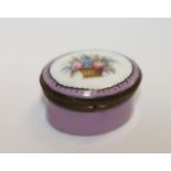 18th century English enamel patch box of oval form,